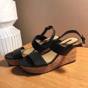 Black wedge sandals